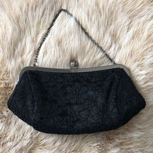 Ann Taylor Evening Mini Bag Formal Black Floral Lace Party Goth Formal whimsical